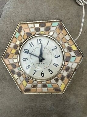 Vintage Mosaic General Electric (GE) Hexagonal wall clock